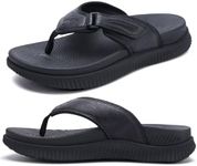 KuaiLu Mens Leather Flip Flops Men'