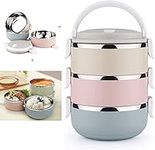 SWISSPACK Bento Box Stainless Steel Lunch Box 3 Layers Stackable Leak-Proof Thermal Bento Boxes for Kids Adults Portable Food Container for School Office Work Home Picnic 2.1L