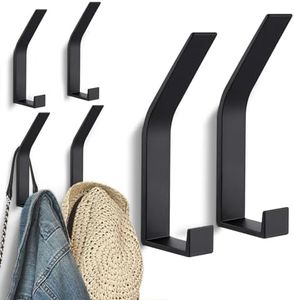 Kssvzz 6 Piezas Percheros Pared, Colgador Pared Moderno, Percha Pared con Diseño de Tornillo Invisible, Perchero de Pared para Cocina Dormitorio Entrada Baño, Negro
