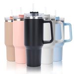 mebiusyhc 40oz Stainless Steel Vacuum Insulated Cup Double Wall Travel Flask Car Coffee Mug Tumbler with Straw with Handle for Hot Iced Coffee