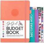 GoGirl Budget Book – Undated Colorful Monthly Financial Planner Organizer. Budget Planner & Expense Tracker to Reach Financial Goals, Lasts 1 Year, Bonus 3 Cash Envelopes, A5 Hardcover – Peach Pink