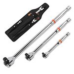 3Pcs Breaker Bar Set, 1/2"&3/8"&1/4" Sq Drive Breaker Bar, Flexible Knuckle Socket Wrench, Wheel Nut Spanner, Chrome Vanadium Steel