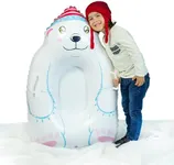 SnowCandy Polar Bear Snow Sled – 37" Inflatable Polar Bear Design, Heavy-Duty PVC, Cold-Resistant to -25°C, Supports Up to 150 lbs.