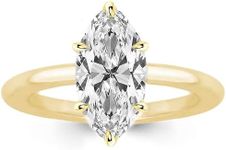 RURULUYA 2CT Elongated Marquise Cut Engagement Ring,Simulated Diamond Promise Ring,925 Sterling Silver 18K Yellow Gold Plated Ring(6.5#)