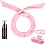 XRACEPHOL Heatless Velvet Hair Curler, 5 Piece Set Hair Rollers for Overnight Curls, Headband Curling Rod for No Damage Curling, Includes Airless Spray Bottle, Hair Clips (Pink)