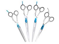 Masterclip Essentials Dog Grooming Scissors - Complete 4 Pack Professional Scissor Set for Pets – to Include Finishing, Thinning, Curved and Bull Nose Safety Scissors – Suitable for Right Handed Users