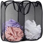 Mesh Pop-Up Laundry Hamper - 2 COMPARTMENTS - Easy to Open and Folds Flat for Storage