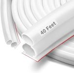 Fingwerk 40 Feet Rubber Door Weather Stripping Door Seal Large Gap, Self-Adhesive Extra Thick D-Shape Door Seal Strip for Door Frame Door Insulation Strip, Easy Cut to Size(White)