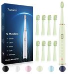 7AM2M Sonic Electric Toothbrush for Adults and Kids- High Power Rechargeable Toothbrushes with 8 Brush Heads,5 Adjustable Modes, Built-in 2-Minute Smart Timer,4 Hours Fast Charge for 75 Days(Green)