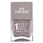 Nails Inc It's Topless Gel-Like Nail Polish, 4-in-1 Base Coat, Treatment, Colour & Top Coat, Long Lasting, Strong, Chip Free Nails, Glossy Salon Quality Manicure, Air Dry Nail Polish, Megan, 14 ML