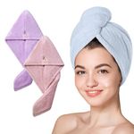 Yellow Weaves Microfiber Hair Towel Wrap for Women Super Absorbent Head Towel Wrap for Ladies Hair Turban Quick Drying Microfiber Towel for Hair Salon Quality Hair Dry Cap (Multicolor, Pack of 1)