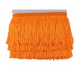 Fringe Trim Lace Polyerter Fibre Tassel 4 inch（″） Wide 10 Yards Long for Clothes Accessories and Latin Wedding Dress and DIY Lamp Shade Decoration BlackWhiteRedGoldBluePinkGrey(Orange-red, 4 inch)