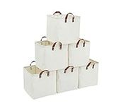 DECOMOMO Water Resistant Storage Basket, Toy Storage Bin with Handles. Set of 6 Storage Baskets for Shelves Closet Bedroom Nurseries Bathroom Laundry Room Home Décor Gift (Creamy White, 13” Cube)