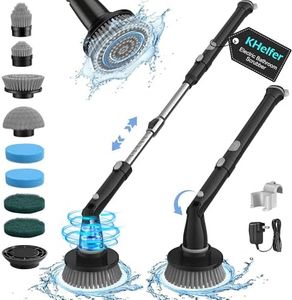 kHelfer Electric Spin Scrubber, Power Shower Scrubber with Multiple Replacement Head, 1.5H Bathroom Scrubber Dual Speed, Shower Cleaning Brush with Extension Arm for Bathtub Grout Tile