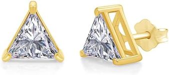 Trillion Cut Stud Earrings 14k Yellow Gold Over Sterling Silver