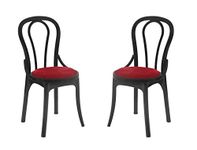 Supreme Pearl Cushioned armless Plastic Chair, Set of 2 (red/Black)