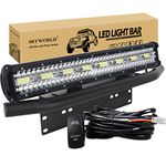 SKYWORLD 23 inch 480W Led Light Bar with 12V Rocker Switch Wiring kit, Offroad Driving Fog Lightbar with Bull Bar License Plate Mounting Bracket for Car Off Road Truck SUV UTE ATV 4x4