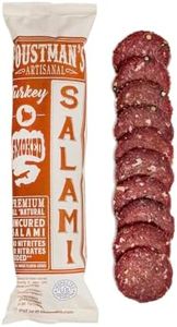 Foustman's Salami Turkey Smoked Artisanal, Nitrate-Free, Naturally Cured, Gluten-Free, Dairy-Free, No Pork, Turkey Deli Meat, 8 Oz Sticks