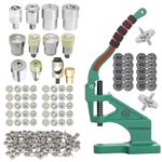 Trimming Shop The Green Machine Hand Press, Foam Gripper, Tubular Rivets, Snap Fastener Press Studs Buttons & Magnetic Clasp with Fixing Dies Set for Making Handbag, Purse, DIY Leathercrafts [Silver]