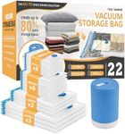 Vacuum Storage Bags with Electric Pump, 22 Pack (3 Jumbo/3 Large/8 Medium/8 Small) Vacuum Seal Space Saver Bags for Clothing, Pillows, Blanket, Bedding, Comforters