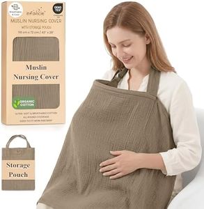 Infancie Premium 100% Organic Cotton Muslin Nursing Cover 43 x 28 Inches – Breathable, Lightweight & Privacy Wrap for Mothers Multi-Use Muslin Nursing Covers For Breastfeeding for Home & Travel, Beige