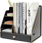 EXERZ Desktop Organiser with Drawer Wooden Paper Sorter - Assembly Easily- 3 Layers File Storage, Holds A4 Paper Document, Letter Filler and Rack, DIY Stationary for Office and Home