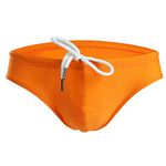 Summer Code Mens Solid Swim Briefs Drawstring Bikini Sport Swimsuit Orange