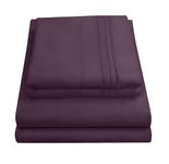 Sweet Home Collection 1800 Supreme Collection Egyptian Quality Brushed Microfiber 4 Piece Deep Pocket Bed Sheet Set, Queen, Purple