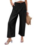 KISSMODA Palazzo Pants for Women High Waisted Work Capris Going Out Wide Leg Trousers Black XL