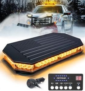 LUMENIX Amber 42 LED Rooftop Strobe Beacon Lights Magnetic Emergency Warning Traffic Flashing Light Bar for Construction Vehicles Snowplow Trucks Mail Postal (American Flag Pattern | Patented Design)