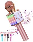 Hoiicco Wireless Bluetooth Karaoke Microphone for Kids, Portable Handheld Karaoke Mic Speaker with LED Light, Birthday Christmas for Girls Boys Teens