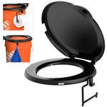 Portable Toilet Seat for 5 Gal Buckets, Camping Toilet Seat with Lid, Snap-on Toilet Seat for Outdoor, Camping, Hiking, Emergency, Car, Boat (Black)