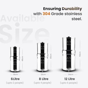 PHOENIX GRAVITY 6L Stainless Steel Water Filter – 2 Carbon Cartridges, NSF Certified