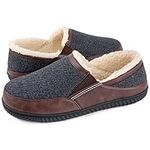 ULTRAIDEAS Men's Memory Foam Slippers with Cozy Fleece Lining, Closed Back House Slippers with Anti-Skid Rubber Sole (11 UK, Grey)