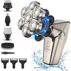 BlueFire Head Shaver for Men, Waterproof 7 Head Mens Electric Razors Wet/Dry Smooth Rotary Shavers Special Designed for Cordless Bald Head and Face Shaving