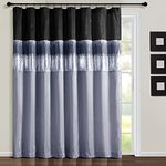 Lush Decor Night Sky Window Curtain Panel, Single, 100" W x 84" L, Black & Gray - Sequin Curtains - Sparkly Photo Backdrop - Modern Glam Decor - Extra Wide Long Curtains For Bedroom & Living Room