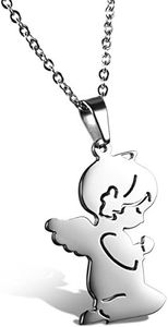 JewelryWe - Collana Ciondolo Angelo Portafortuna da Donna Ragazza Collana Preghiere Colore Argento Regalo per la Nascita