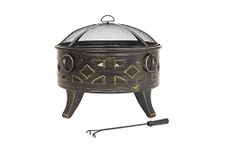 La Hacienda Diamond Deep Steel Firepit - BBQ Cooking Grill - Patio Heater - Bronze effect