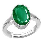 Ptm Emerald/Panna 7.25 Ratti or 6.5 Carat Astrological Certified Natural Gemstone bis Hallmark 925 Sterling Silver Adjustable Ring for Men - 3v3725