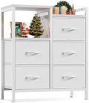 Furnulem 5 Drawer White Dressers fo