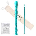 Eastar Soprano Recorder for Beginners Kids, German style C Key Recorder Instrument ABS 3 Piece with Cleaning Kit, Thumb Rest, Cotton Bag, Fingering Chart, Sky Blue, ERS-21GSB