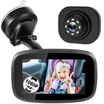 Shybaby 1080P Baby Car Mirror, 4.3'' Baby Car Camera Monitor 170 Wide View, HD Night Vision Function and Reusable Sucker Bracket, Safety Rear Facing Car Set Camera Infants Kids Toddlers Black