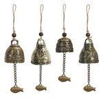 Lucky Fengshui Bells CINVEED 4pcs Chinese Dragon Feng Shui Bells Vintage Phoenix Wind Chime Dragon Wind Chimes for Indoor Outdoor Garden Good Luck Blessing Decoration