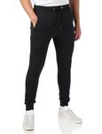 Mens Zip Jogger Drawstring Bottoms Casual Gym Fitness Tracksuit Slim Fit Sweat Pants Running Fleece Trousers (Black, Large)