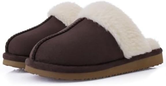 Litfun Women's Fuzzy Memory Foam Slippers Fluffy Winter House Shoes Indoor and Outdoor, Coffee 8.5