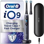 Oral-B iO 9 Electric Toothbrush, 2 Toothbrush Heads, 1 Fast Charging Travel Case, Oral B Special Edition Black, Designed by Braun