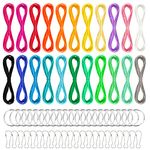 Cinvo 22 Colors Plastic Lacing Cord Lanyard Strings Gimp Craft Kit with 22 Pcs Snap Clip Hooks and 22 Pcs Keyrings for Bracelets Scoubidou DIY Craft Jewelry Making, 16.4 Ft Each Spool