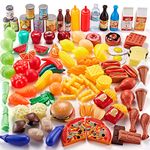 Shimfun Play Food Set, 143 Piece Play Food for Kids Kitchen - Toy Food Assortment - Pretend Food for Toddler - Food Toys - Bonus Water Bottle + Deluxe Color Box Packaging + Storage Bag