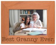 ThisWear Birthday Gift for Grandma Best Granny Ever Natural Wood Engraved 5x7 Landscape Picture Frame Wood