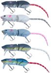 Aneew 5X Topwater Rat Lures Bass Fishing Lures Mouse Crankbaits Trout Baits 6.1"/0.52oz Freshwater Saltwater